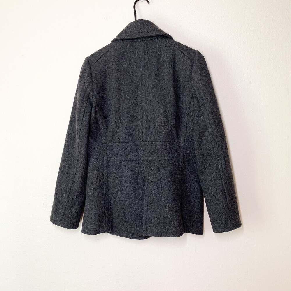 FINAL J. Crew Double Breasted Peacoat Small Gray Wool Blend Dark Academia Pocket - Picture 6 of 6